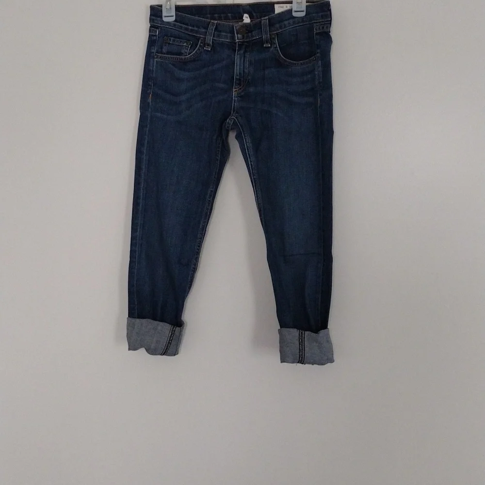 Rag & bone keiko cuff dre Jeans raw hem Women's Size 26 Dark Wash Pre-owned - Picture 7 of 14